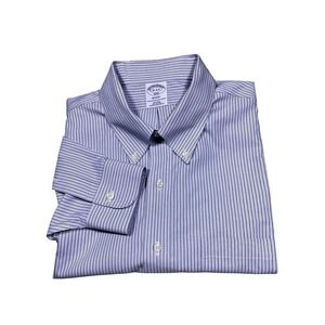 Brooks Brothers Regent Non Iron Cotton Button Shirt Blue Striped Mens 18 4/5 2X